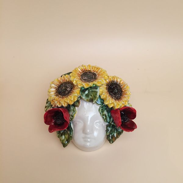 MA401A-20GP - Small mask with sunflowers and poppies cm. 20